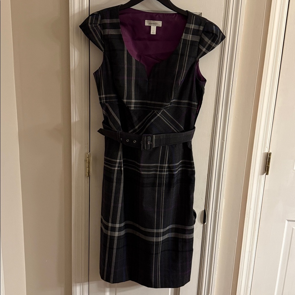 Dress Barn Black and Purple Plaid Dress